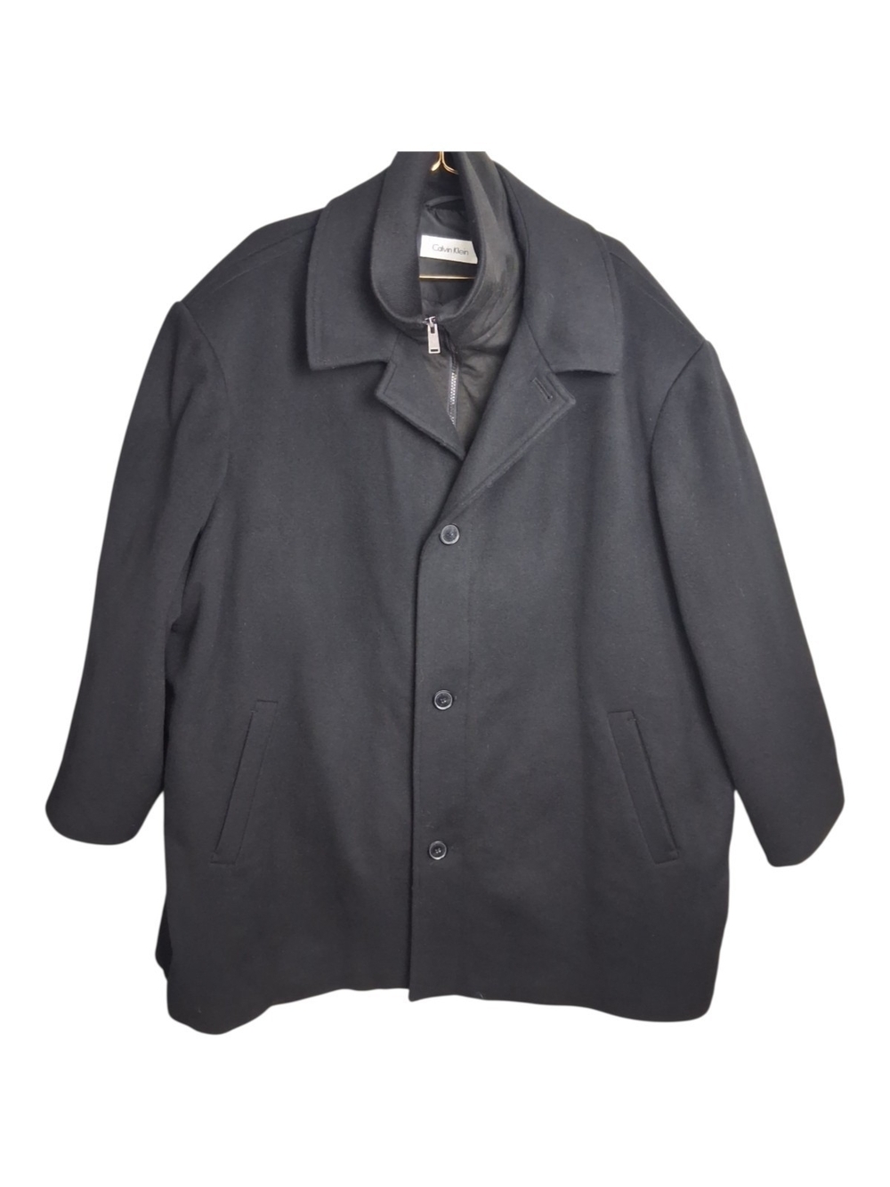 Calvin Klein 58R Wool Cashmere Car Coat Mens Black Heavy Overcoat Big & Tall